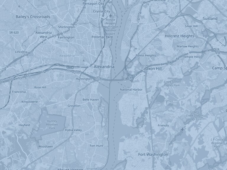 Map of Alexandria, Maryland, part of the Trusted Transit service area