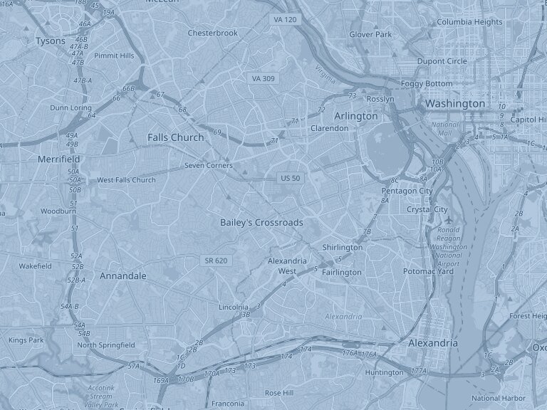 Map of Arlington, Maryland, part of the Trusted Transit service area