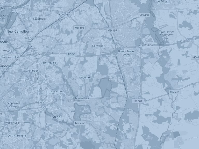 Map of Bowie, Maryland, part of the Trusted Transit service area