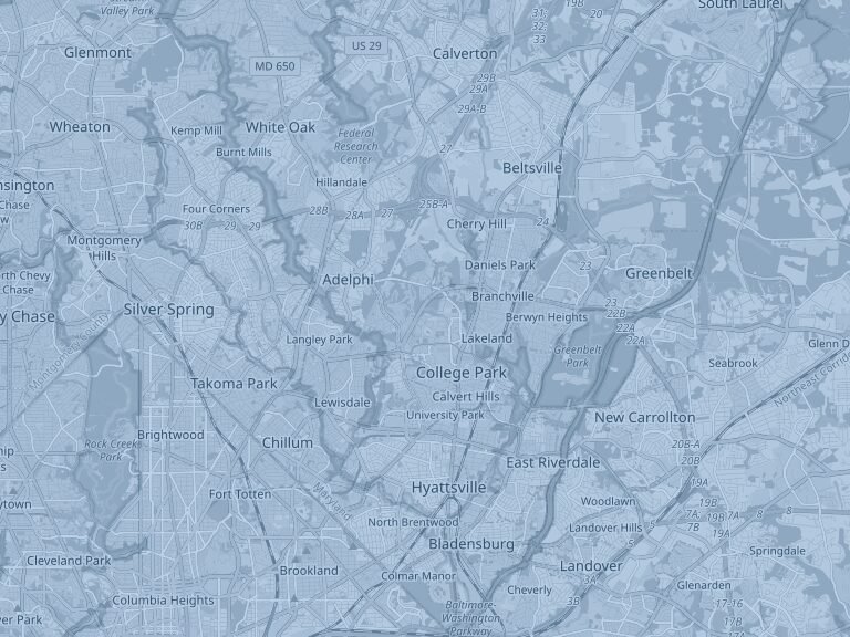 Map of College Park, Maryland, part of the Trusted Transit service area