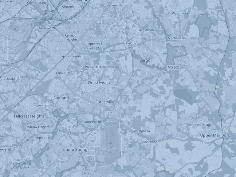 Map of District Heights, Maryland, part of the Trusted Transit service area