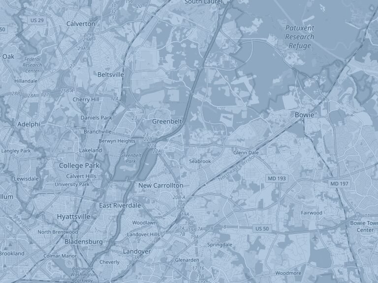 Map of Lanham, Maryland, part of the Trusted Transit service area