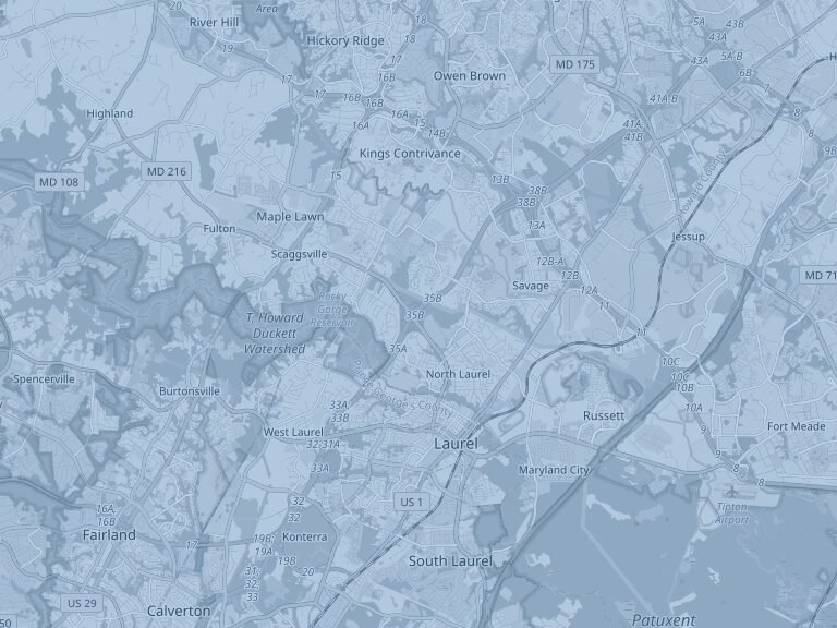 Map of Laurel, Maryland, part of the Trusted Transit service area