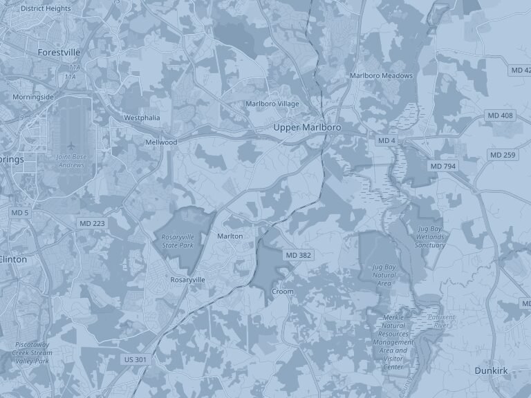 Map of Upper Marlboro, Maryland, part of the Trusted Transit service area