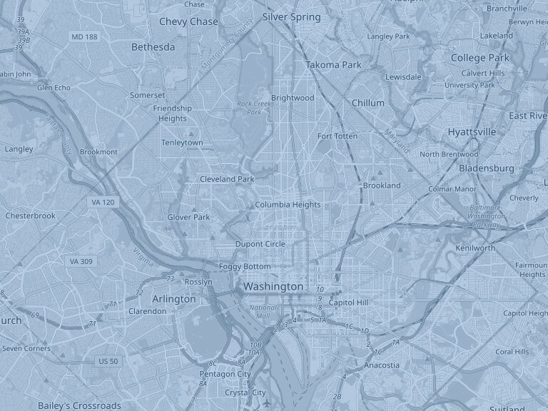 Map of Washington, Maryland, part of the Trusted Transit service area